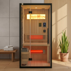 Sauna híbrida BLAK para 1 pessoa Infravermelhos 700 W + estufa 3000 W SNÖ